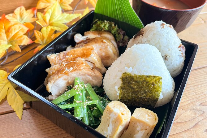 World Famous Dish Teriyaki Chicken Bento With Onigiri - Main Components