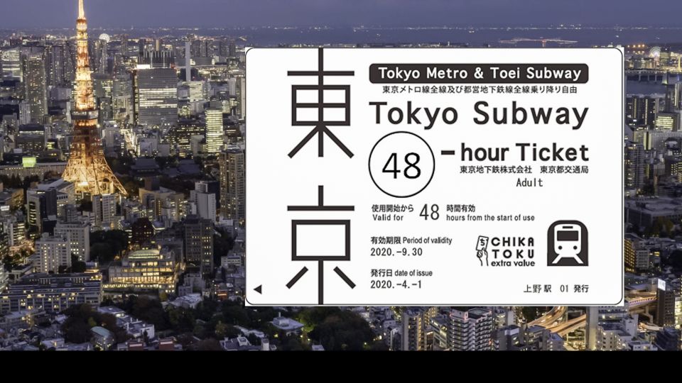 Tokyo: 24-hour, 48-hour, or 72-hour Subway Ticket - Important Information and Restrictions