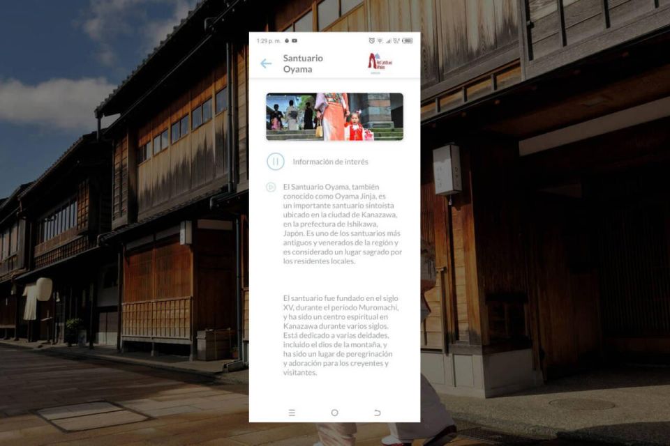 Kanazawa Self-Guided Tour App With Multi-Language Audioguide - Booking Information